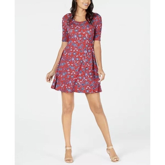 Karen Kane Women’s A-line Red Paisley Floral Mini Dress Size Medium NWT - Picture 9 of 14